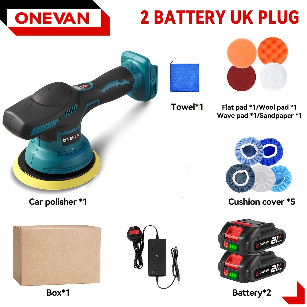 ONEVAN Cordless Car Polisher with 6-Speed Variable Speed Control