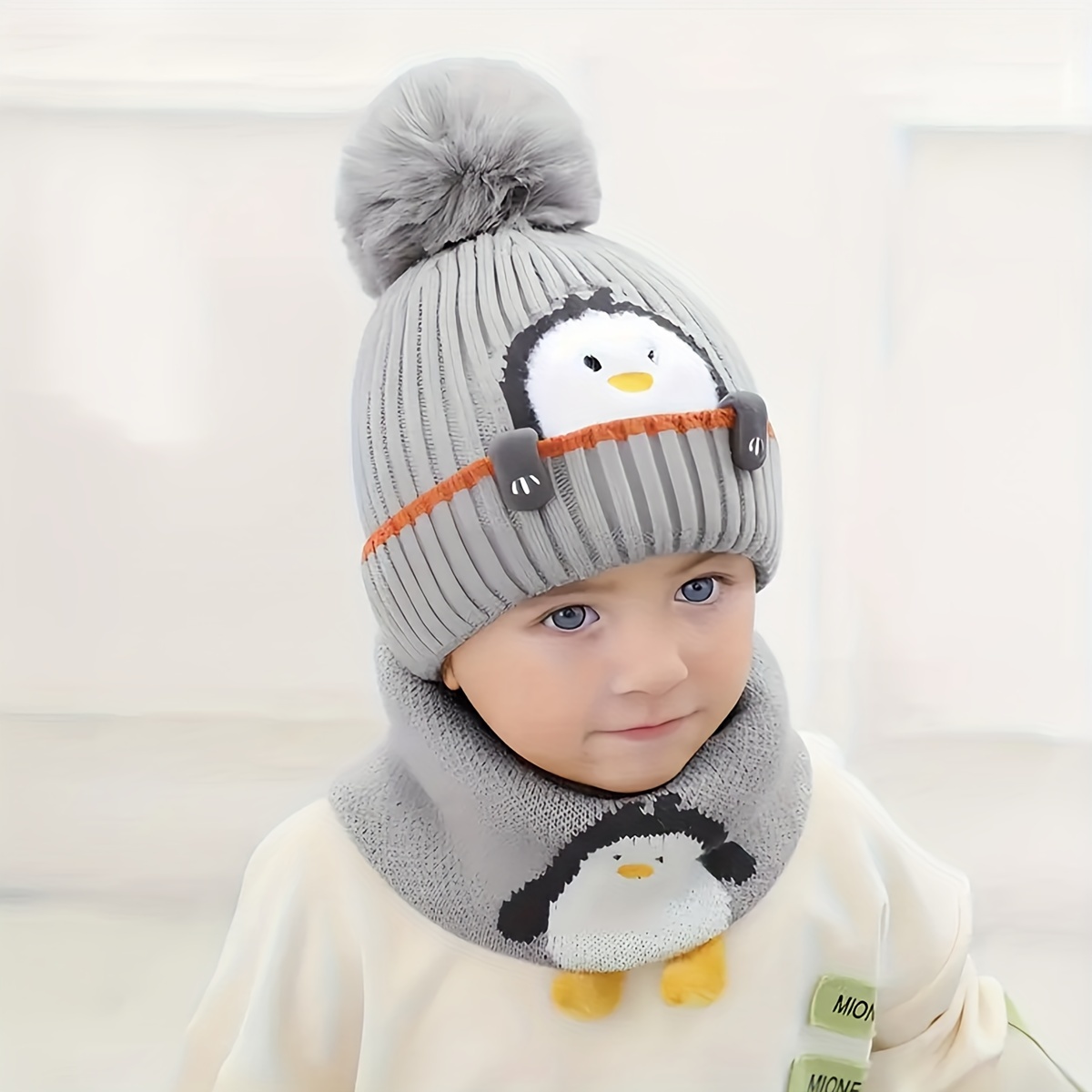 TEMU 2pcs New Style Winter And Autumn Children's Warm Hat, Cute Knitted Ear Cover And Sweater Hat Windproif And Coldproof Hat For Kids Winter Kids'