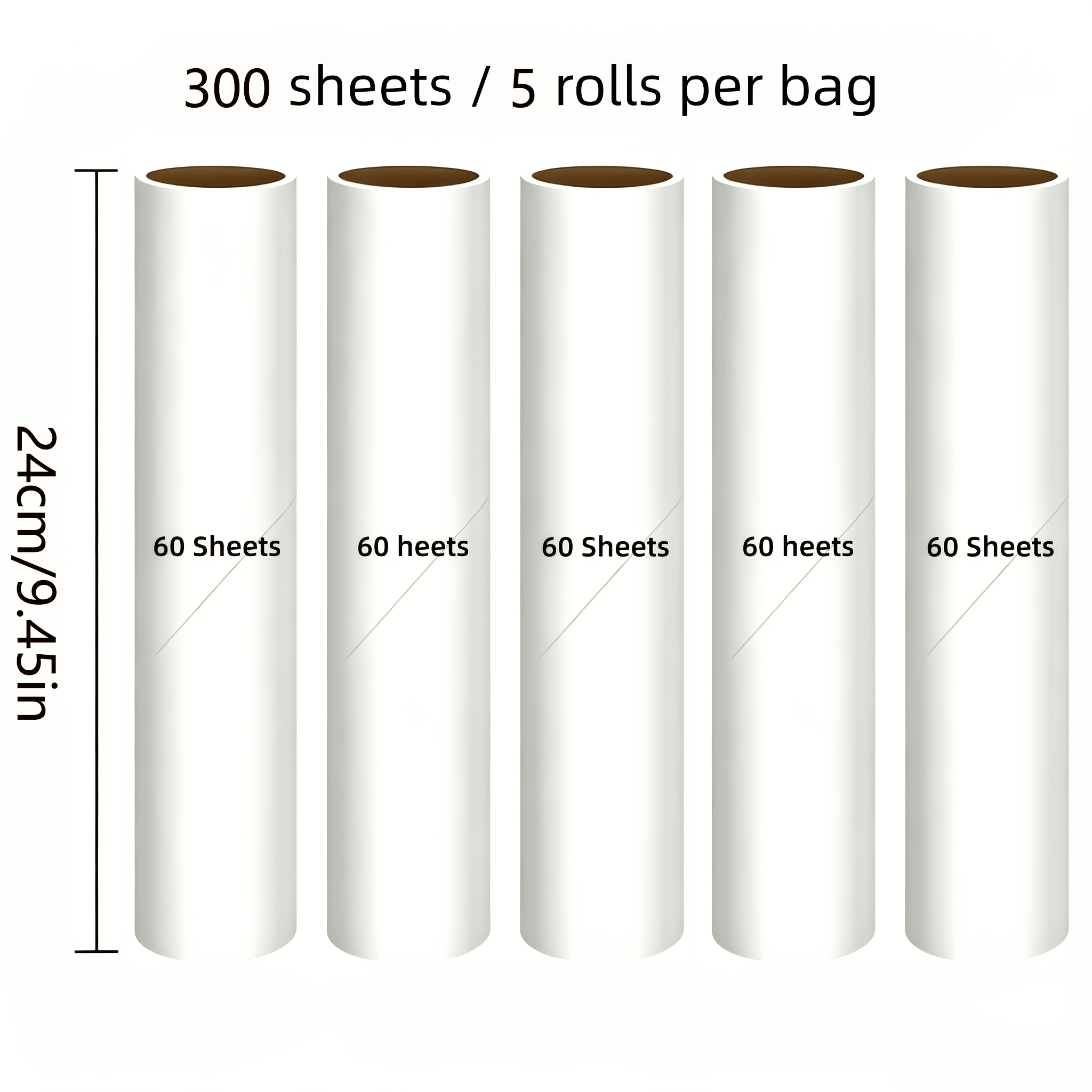 TEMU Navullingen voor pluisrol voor huisdierharen en meubels, inclusief 3/5/7/9 vervangende rollen | 24 cm/9,45 inch brede plakstrip, zeer efficiënte