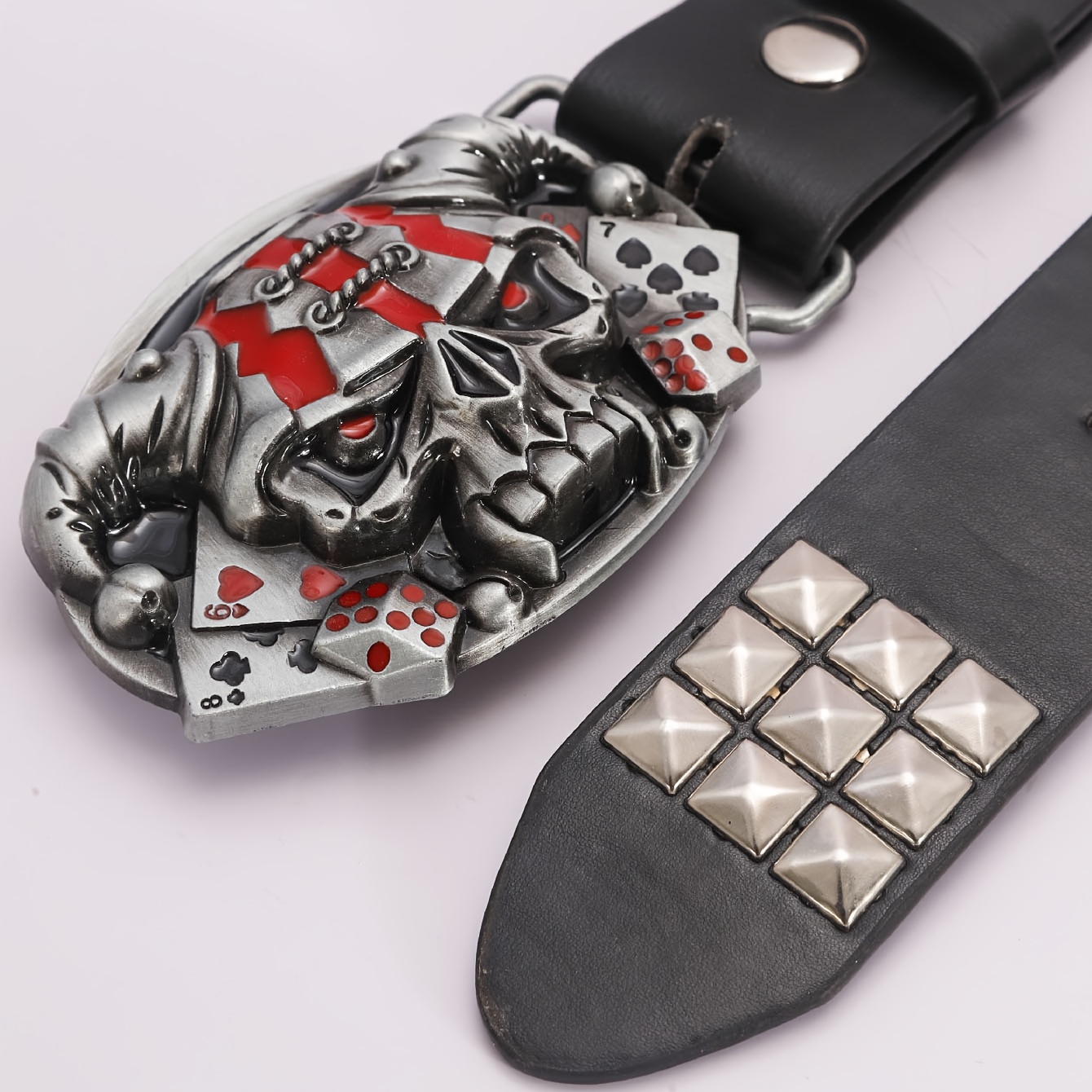 studded belt metal punk rock rivet punk poker skull - Temu display picture 1