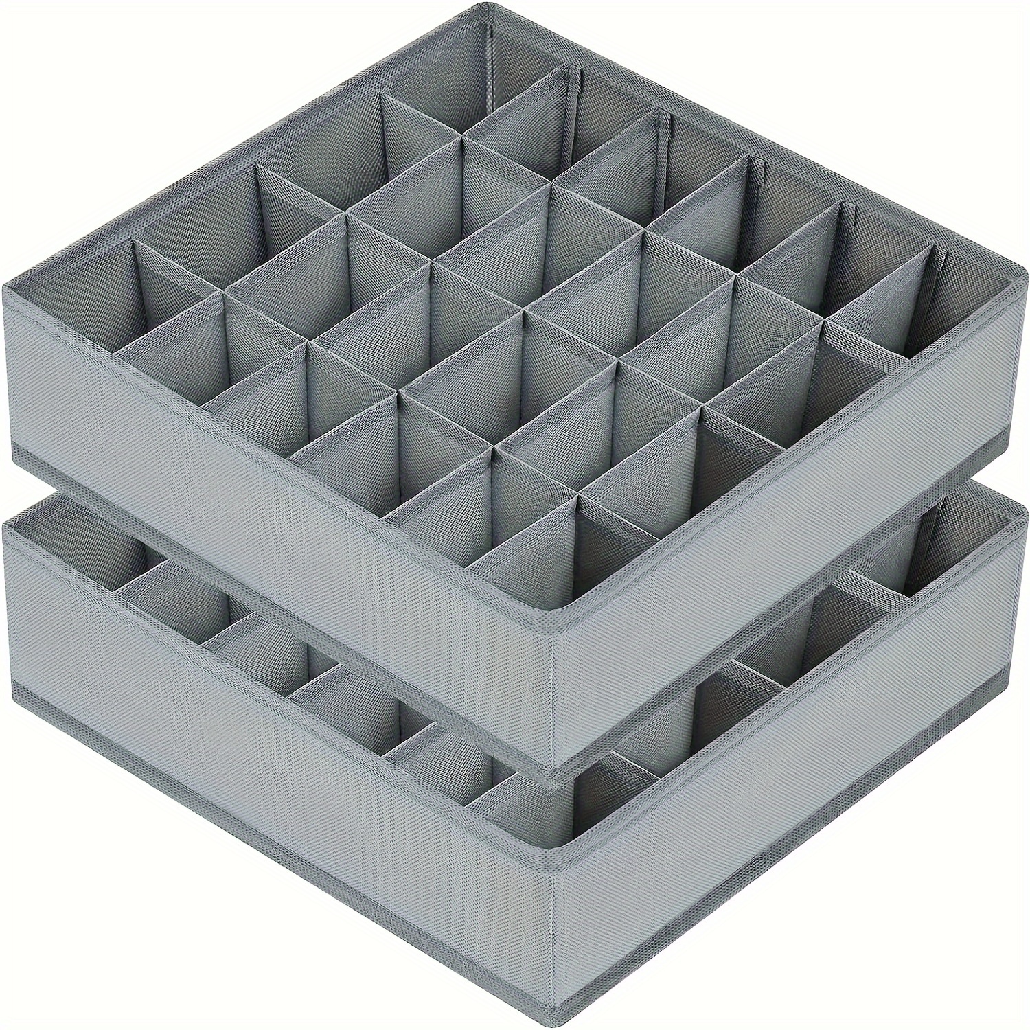 

Organisateur de Rangement Pliable en Tissu pour Chaussettes, Cravates & Sous-vêtements - 24 Compartiments, Séparateur de Tiroir Noir, 2 Pièces