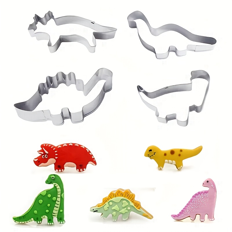 E-shop 4er-Set Dinosaurier Keksformen, Dinosaurier Geburtstagskuchen, Keks- und Sandwich-Kuchenform, Gebäckschneider, Keksform, Backwerkzeug,