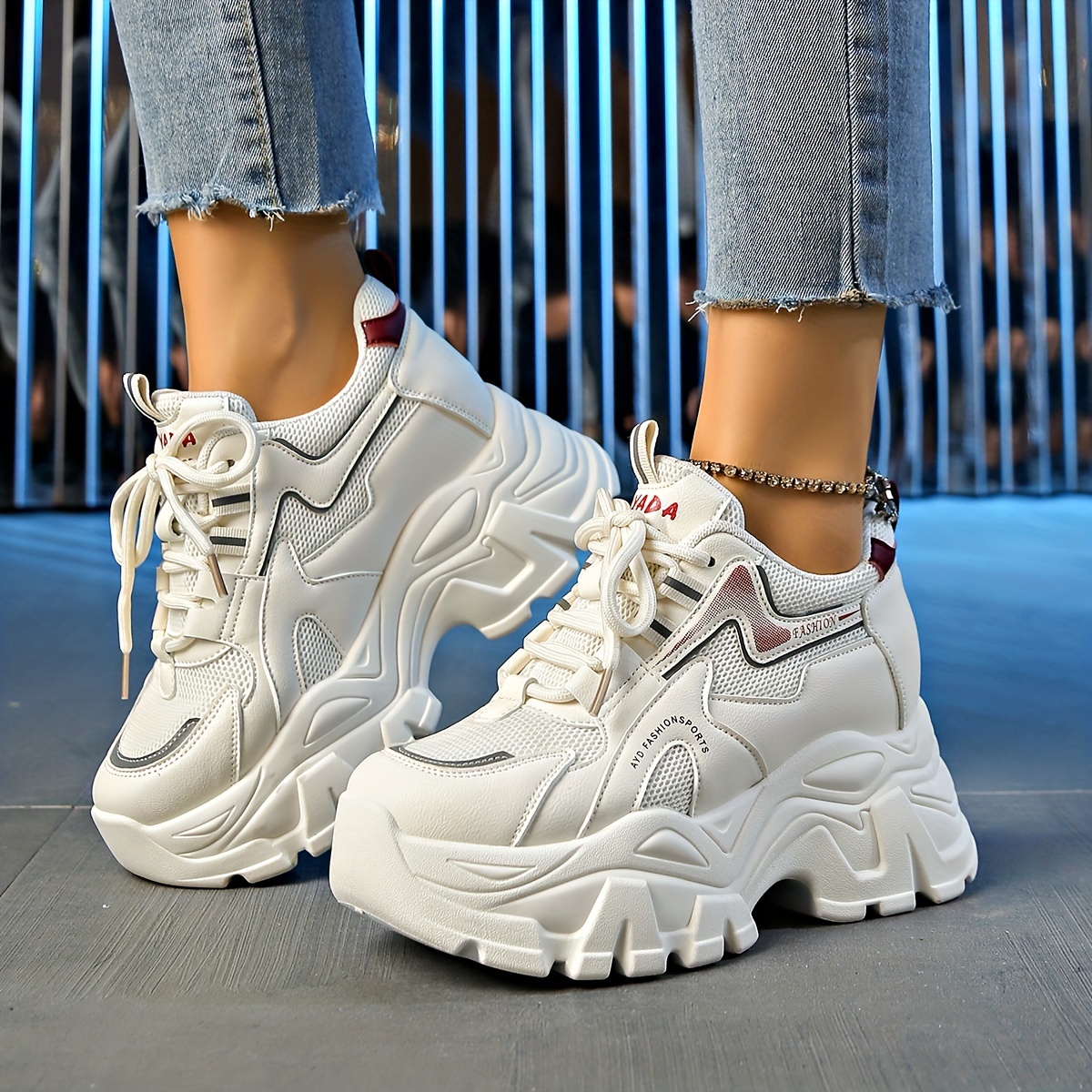 Women's Chunky Sneakers, Lightweight Athletic Shoes, Thick Sole Platform,  Street Style
