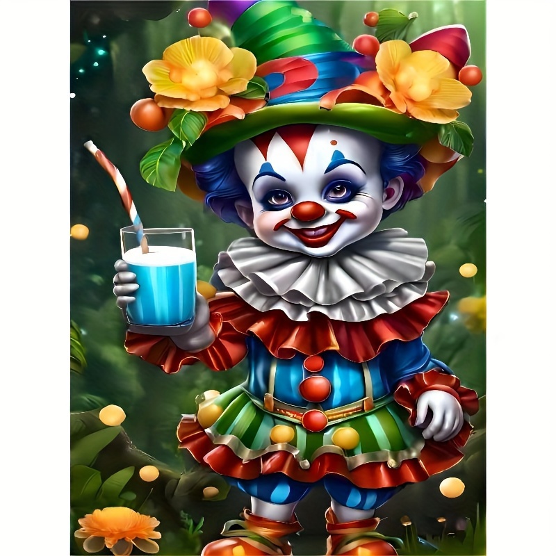 

5d Cute Clown Diamond Painting Kit - Full Round Drill, Diy Craft For Beginners & Enthusiasts, Perfect For Living Room, Bedroom Decor - Ideal Gift For Friends & Family