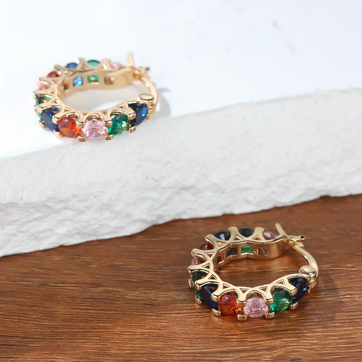 Colorful Zirconia Geometric Earrings for Women