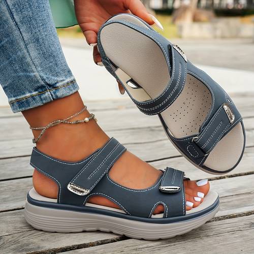 womens fashionable casual comfortable solid color wedge sandals ankle strap stylish cut out simple platform summer outdoor sports and leisure shoes women shoes