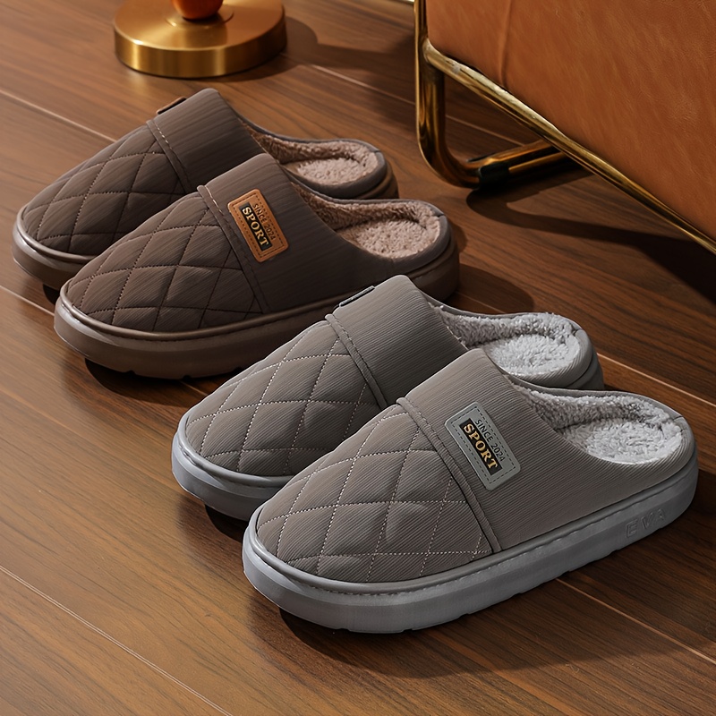 Men'S Winter Slippers - Thick Cushioned Sole Indoor/Outdoor House Shoes with Non-Slip EVA Outsole, Slip-On Warm Footwear for Cold Floors, Soft Fabric Lining - Available in Black, Brown, Navy, Gray - Ideal for Home, Office, Travel - Durable Winter Footwear for Big & Tall Men, Plush Interior Design, Durable Traction Sole, Men Slipper For Men, Slipper For Men, Slipper Men, Men Slipper, House Slipper For Men, Shoe For Men, Hausschuhe Herren