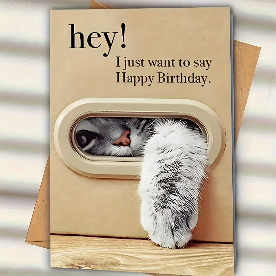 

Carte de Vœux d'Anniversaire Chat - Message "HEY! Je Anniversaire", Enveloppe Incluse, pour Tout Destinataire, Thème Animal de Dessin , , Convient à Tous les Âges, Carte d'Anniversaire