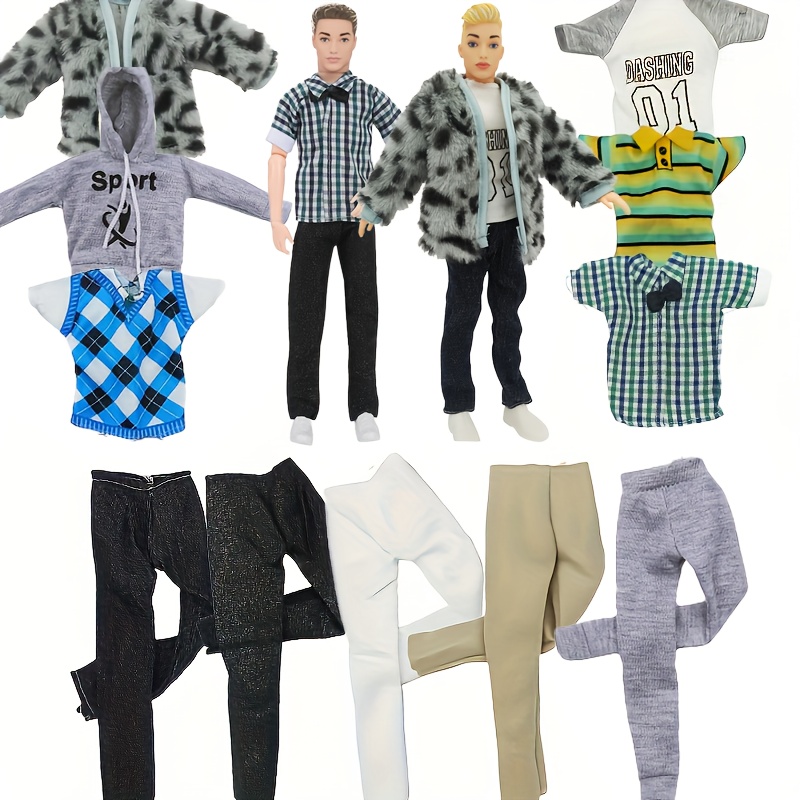 

11pcs Deluxe Doll Clothing Set For 11.5" Male Figures - Perfect Christmas & Birthday Gift, Cotton , Mixed Colors - Dolls Not Included