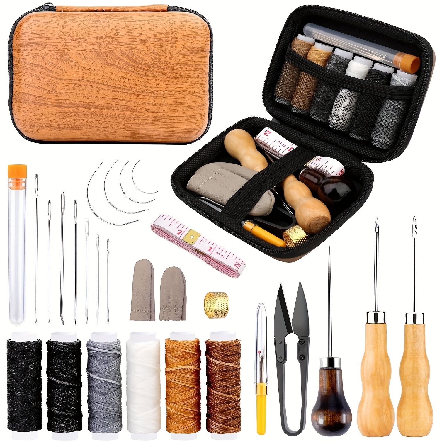 

27pcs Leather Sewing Kit, Upholstery Repair Kit Including Sewing Thread And Sewing Needles, Awl, And , Suitable For Beginners In Leather Diy Sewing Kit Accessories Random Colors