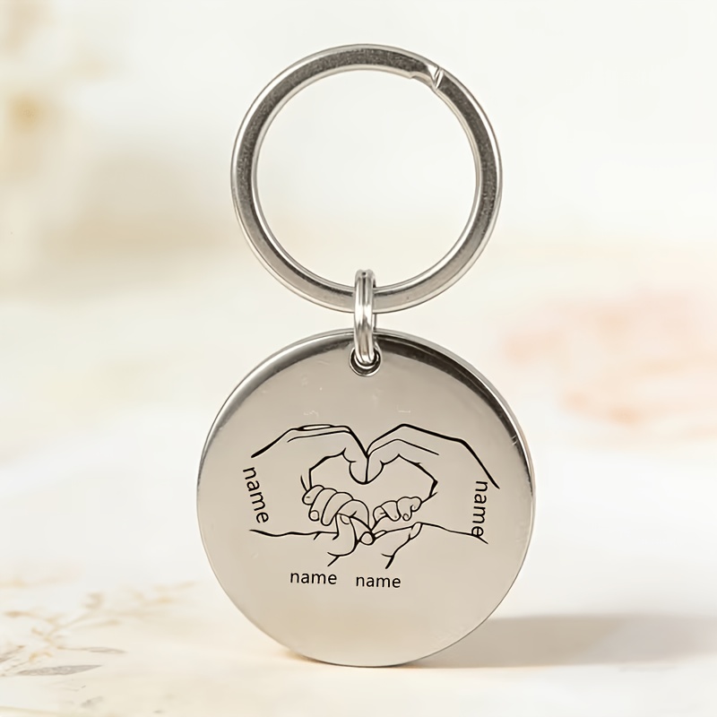 TEMU 1pc Can Customize Personalized Family Name Stainless Steel Keychain Gift, Perfect Gift For Family, Metal Personalized Father's Day Gift