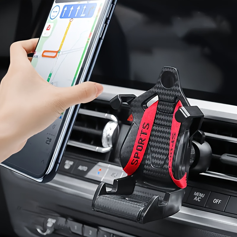 

Racing Seat-shaped Car Phone Mount, Universal Gps Holder For Smartphones, Abs Material, Vent Clip-on Dashboard Stand