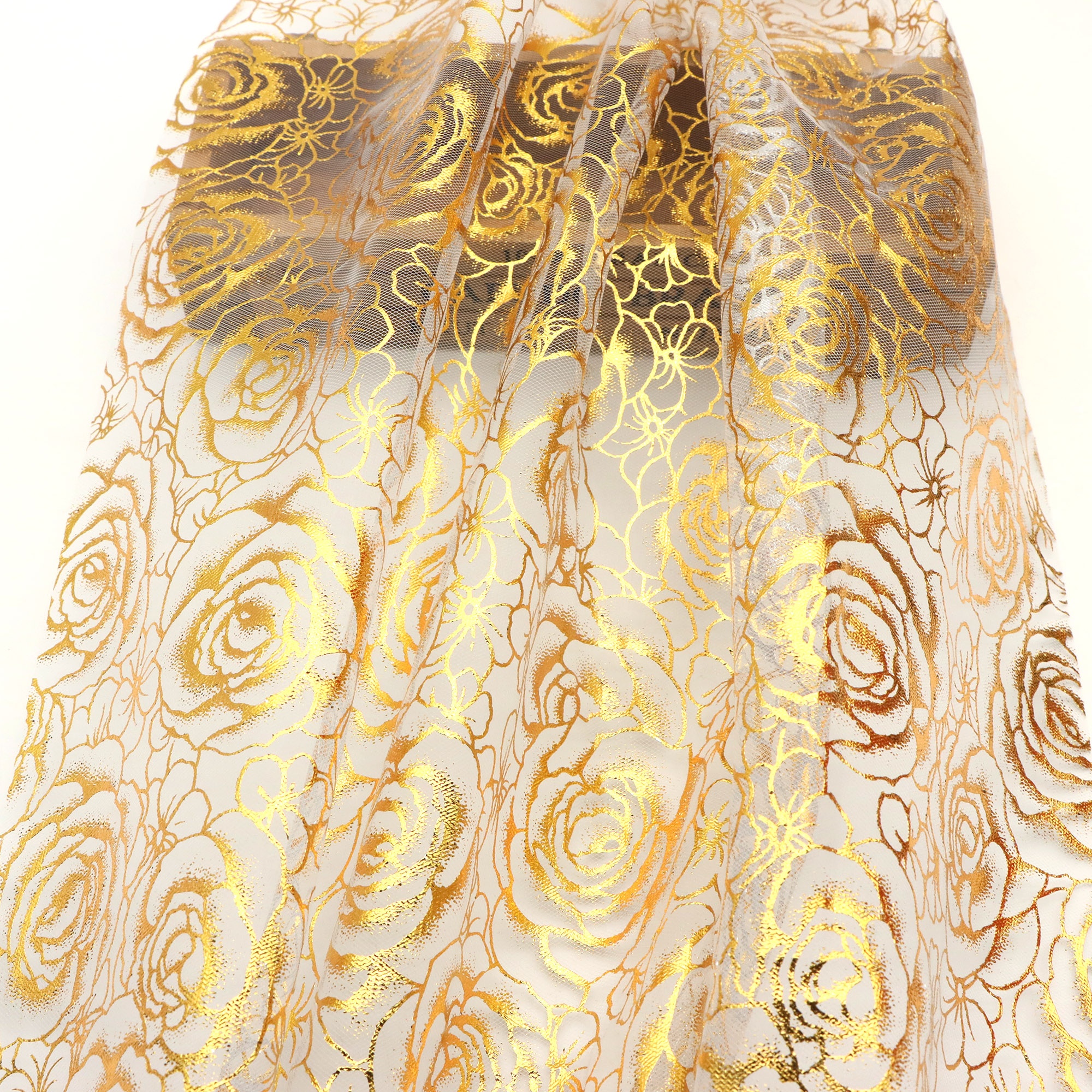 TEMU 1pc Tissu transparent à avec broderie de dorée et scintillantes, dentelle de mariage étincelante pour , Saint-Valentin, décorations de fête de