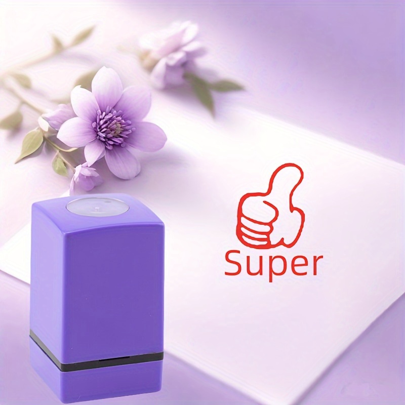 

Super" Teacher Stamp - Square, Plastic Office Purple With Positive Design For Classroom Grading & Encouragement, Teacher Appreciation Gifts