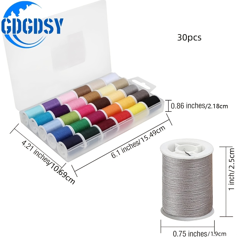 E-shop 30er Set Polyester Nähgarn, 30 verschiedene Farben, 50 Yards pro Mini-Garnspule - für Heimnäh- und Strickprojekte, ideales Geschenk für