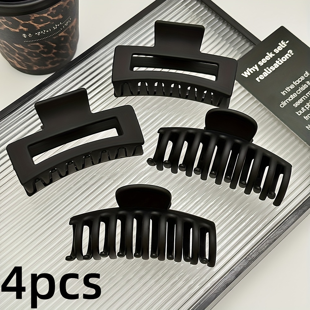 TEMU 2/4pcs The Combination Of Large Black Squares And Hairpins Is Suitable For Daily Wear And Hair Styling, With And Durability, Making It The For