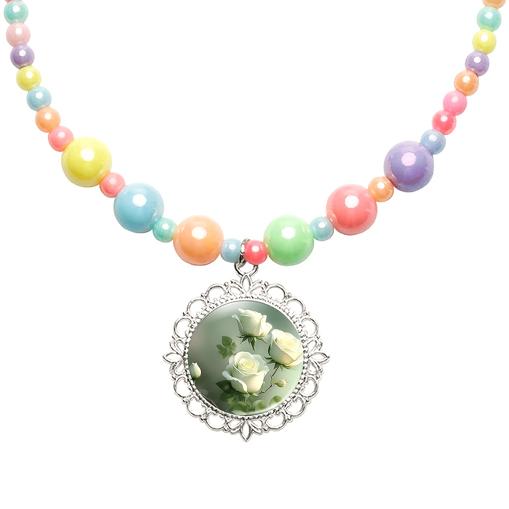 2pcs Women's Cute Necklace & Bracelet Set, Random Colour