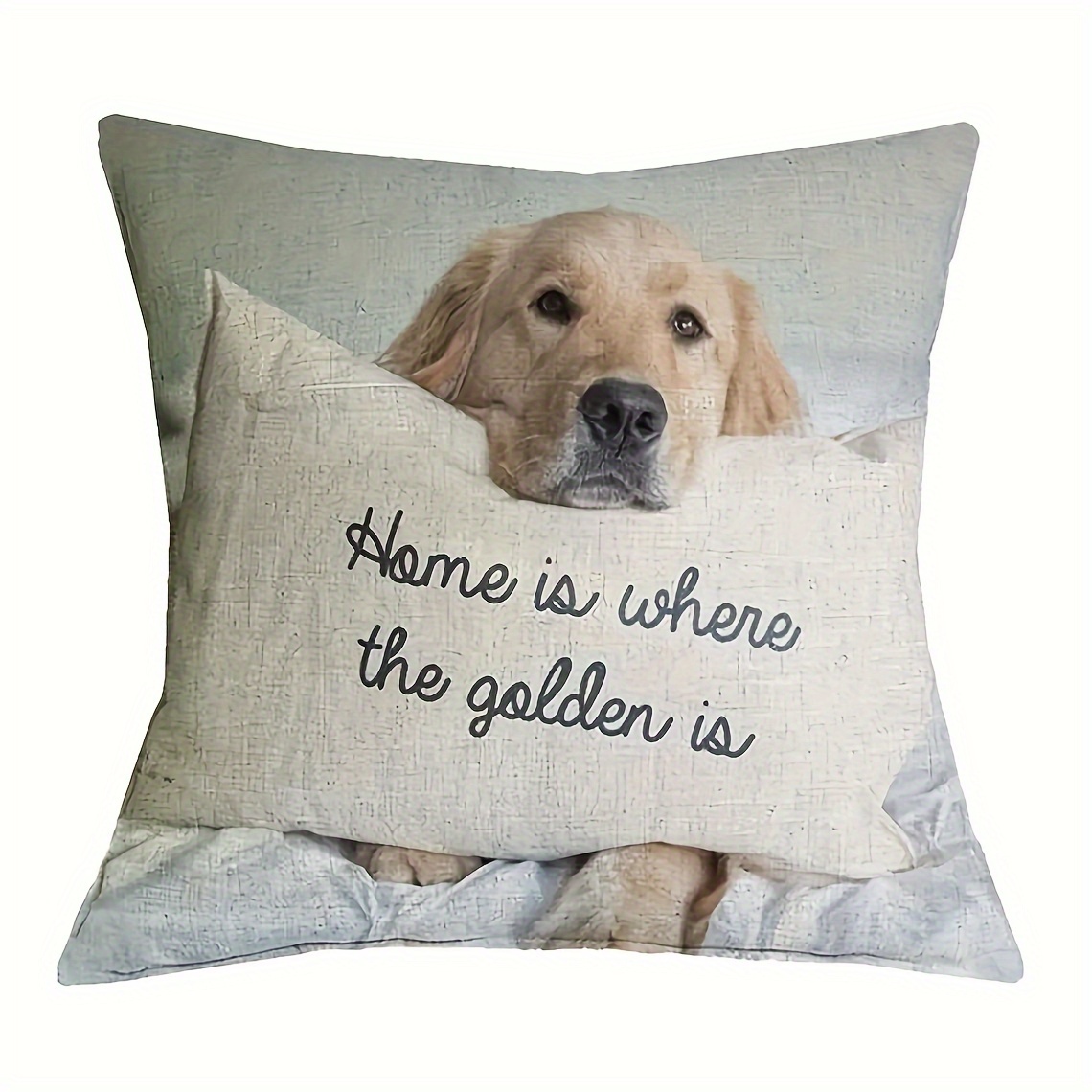 

1pc Golden Retriever " Where Is" Decorative Pillowcase - Cozy Short Plush, 18x18 Inch, Zippered, Hand Wash Only - Living Room & Bedroom Decor (no Insert), Dog Decor