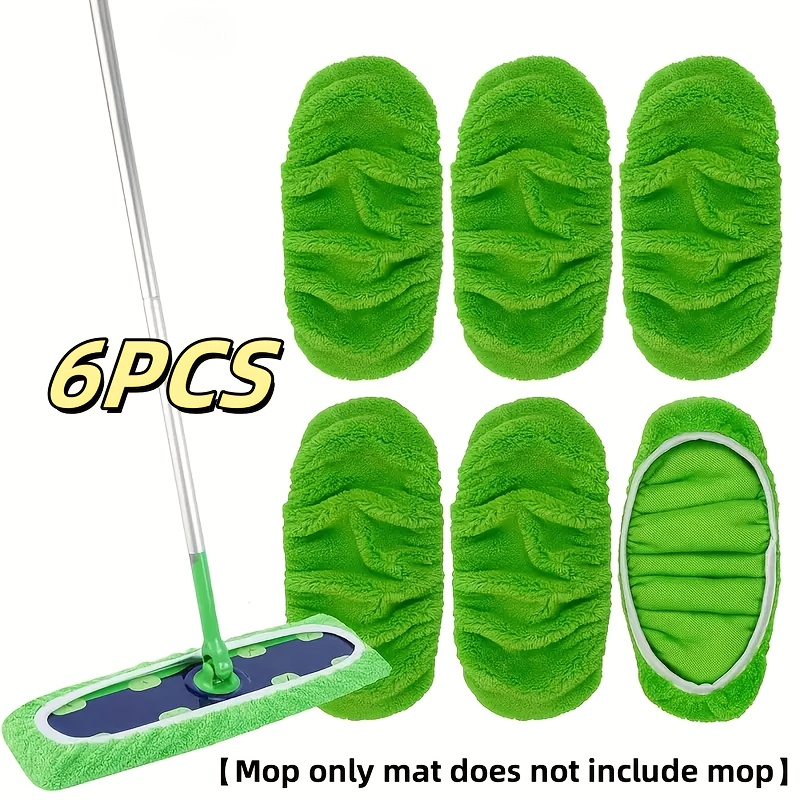 TEMU 6pcs Pack Of Extra Large Reusable Mop Pads, Designed For Mops, Powerful Pet Hair And Dust Trapping, Machine Washable, Durable, And