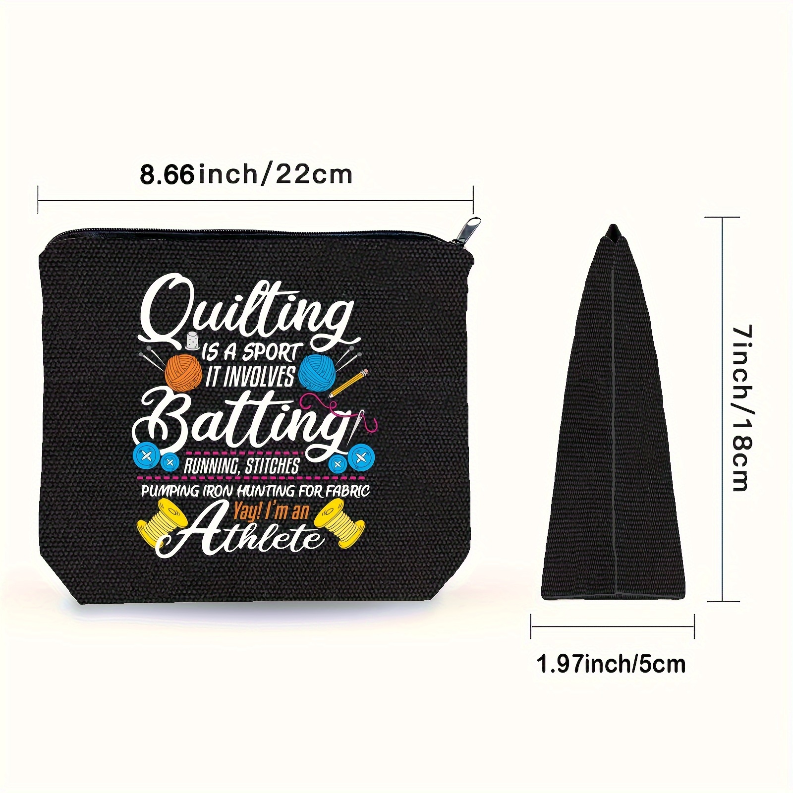 Aufbewahrungstasche Mit Quilt-Motiv – 23x17x5 Cm, Segeltuch, Reißverschluss, Für Näherinnen, Make-up Oder Als Geschenk