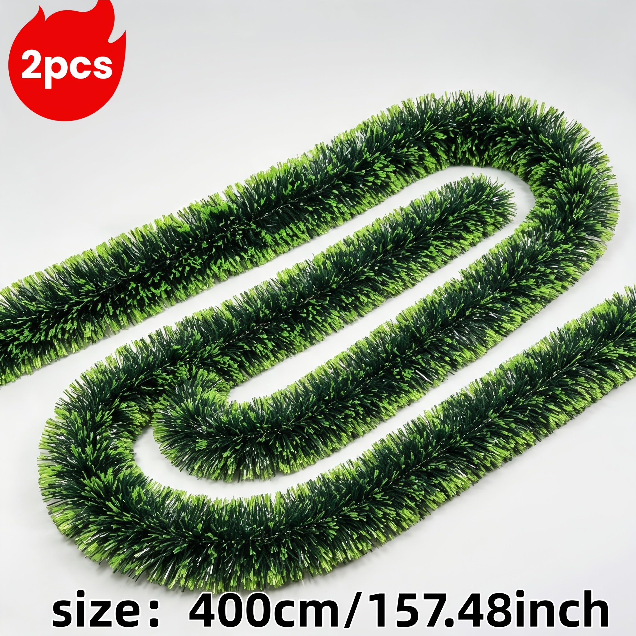 TEMU 2pcs = 8 Meters High Quality Christmas Ribbons, Flexible Holiday Hanging Decorations, Suitable For Stair Railings, Fireplace Mantels, , Fences,