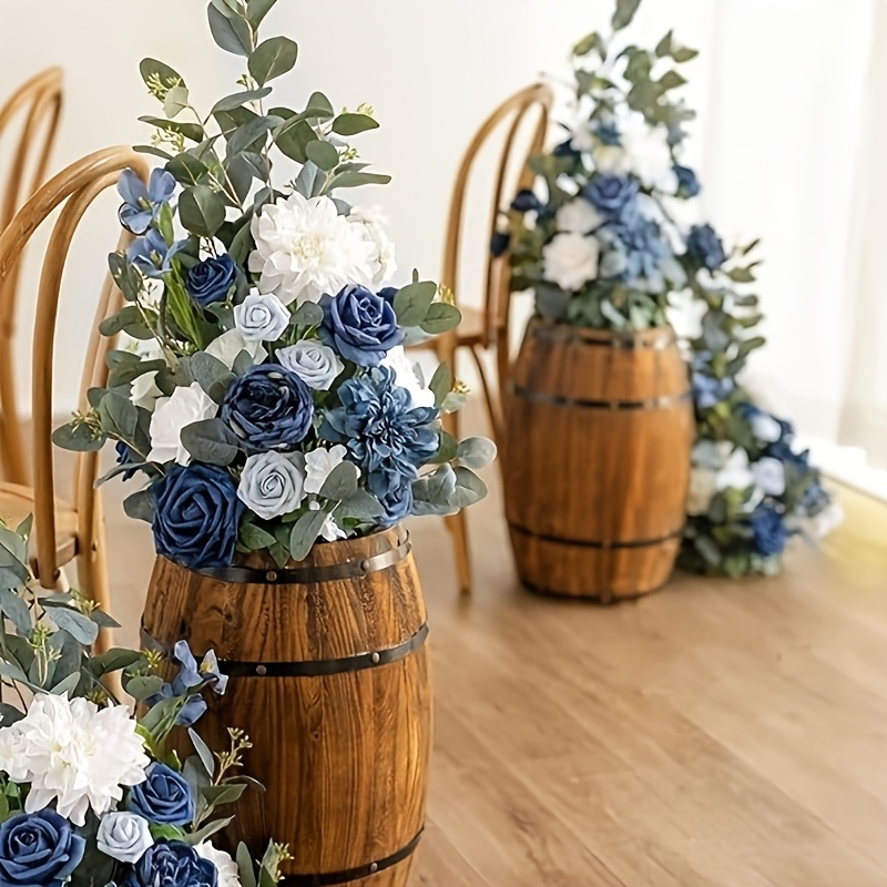 TEMU Composizione artificiale blu e , rose e blu , fiori per nuziale, decorazione sfondo matrimonio, fiori finti (confezione )
