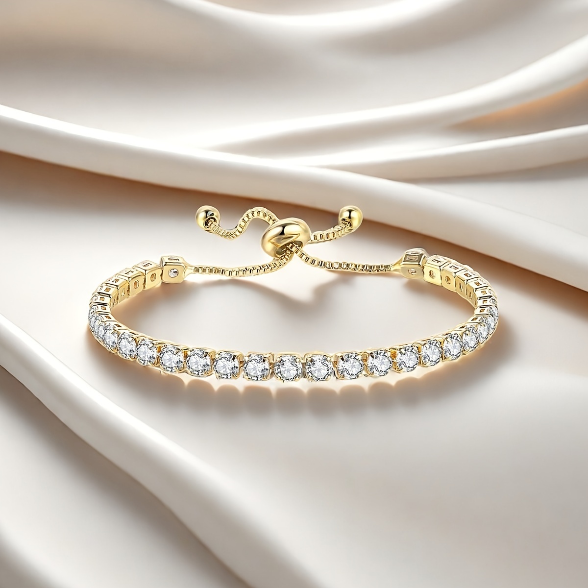 1pc M Round Synthetic Cubic Zirconia Adjustable Tennis Women's Date Party Gift