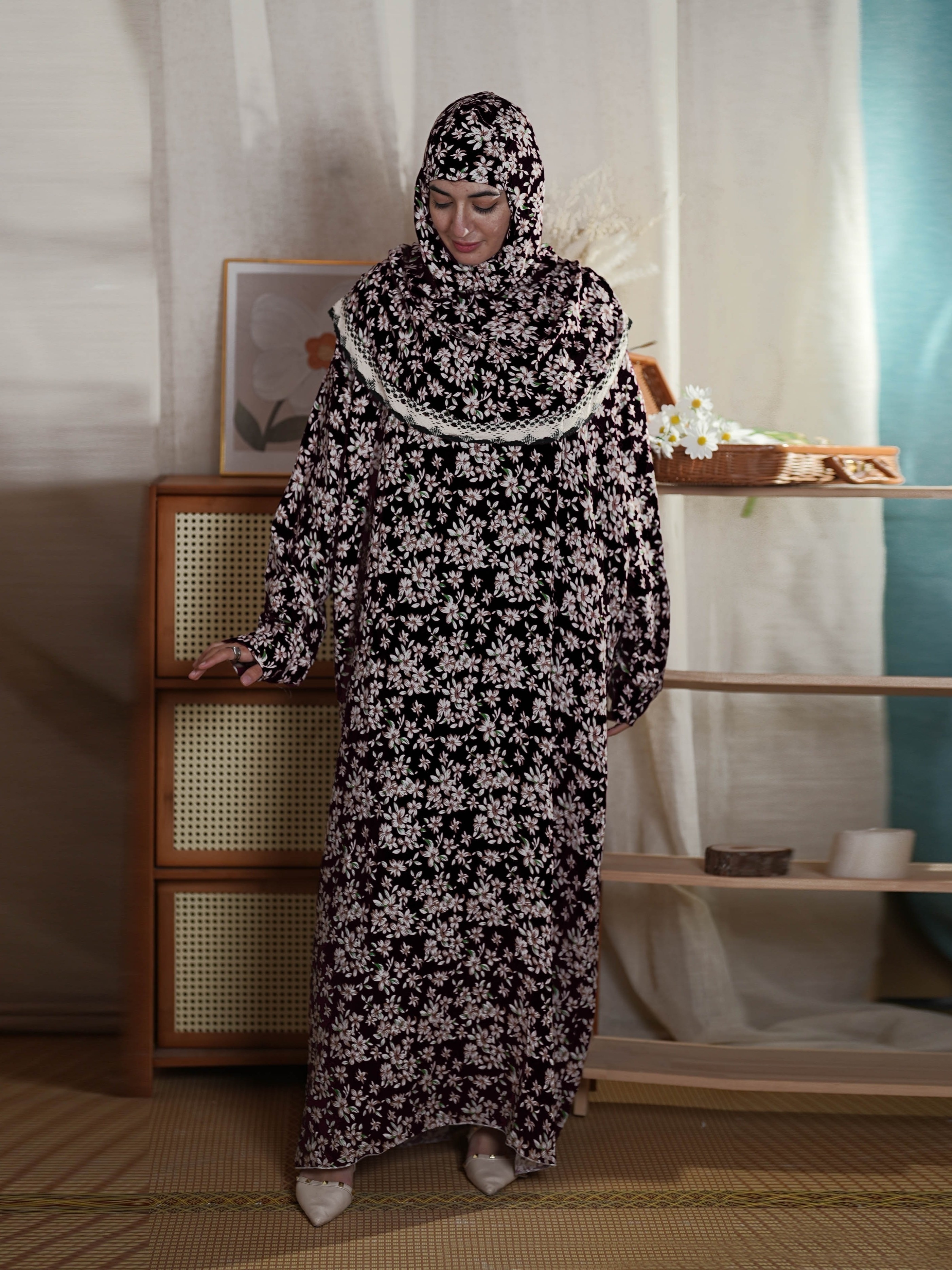 chinese dress ladies Off White Namaz Gown – Art Beat Creations main image 1