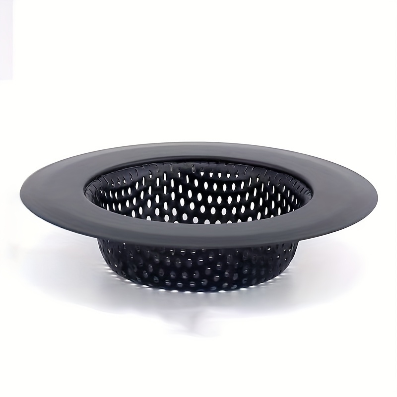 Image of 1pc Matte Black Stainless Steel Kitchen Sink Strainer With Large Wide Rim Sink Drain Filter, 7.3 Inch Diameter Kitchen Sink Strainer