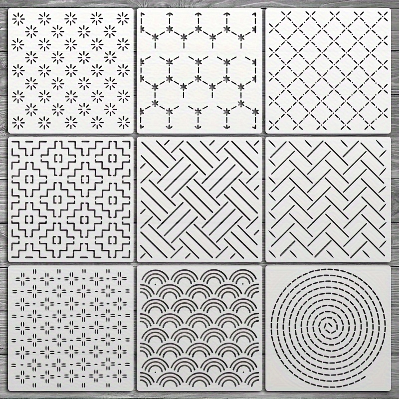 

9-piece Embroidery & Quilting Stencils, Reusable 7.9" Patterns For Wall Decor, Fabric Crafting & Diy Painting - Ivory Pet Material