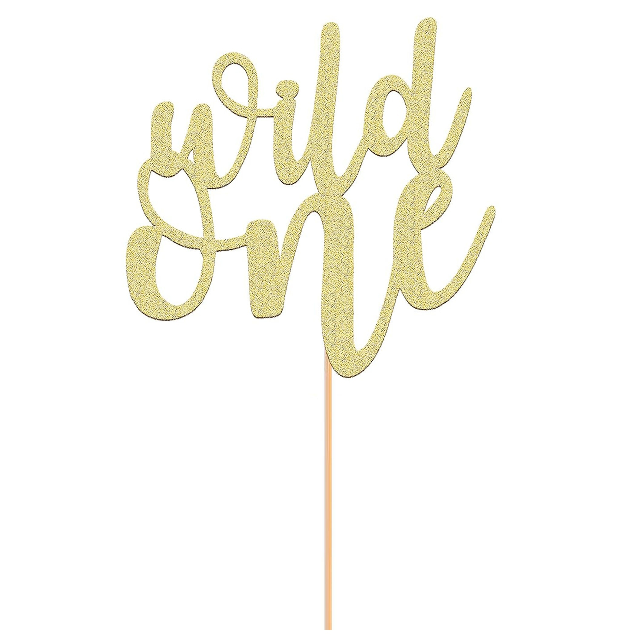 Glitter Golden 'wild One' Cake Topper - Perfect For 1st Birthday, Shower & Gender Reveal Parties For Halloween,christmas Event & Party Supplies