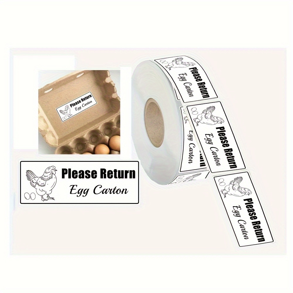 

500-pack Egg Carton Labels - Self-adhesive Packaging Stickers, 1x2.625 Inch Paper Material