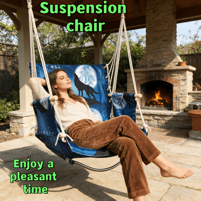 An Oxford Cloth Hanging Hammock Chair for Courtyard Pavilions, Garden Hanging Chairs, Balcony Hanging Chairs, and Park Hanging Hammock Chairs. Suitable for Outdoor, Courtyard, and Pavilion Use. Color: Random