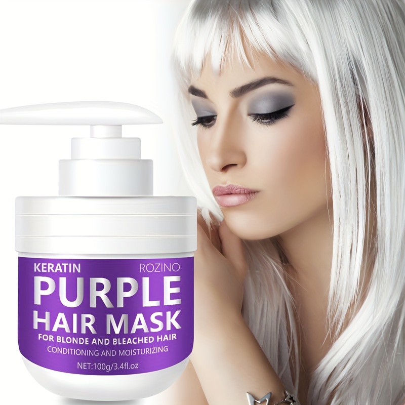 

100g Keratin Purple Hair Mask, Rich In Rosemary Oil And Violet, Suitable For Silver, Bleached, And Natural Gray Hair