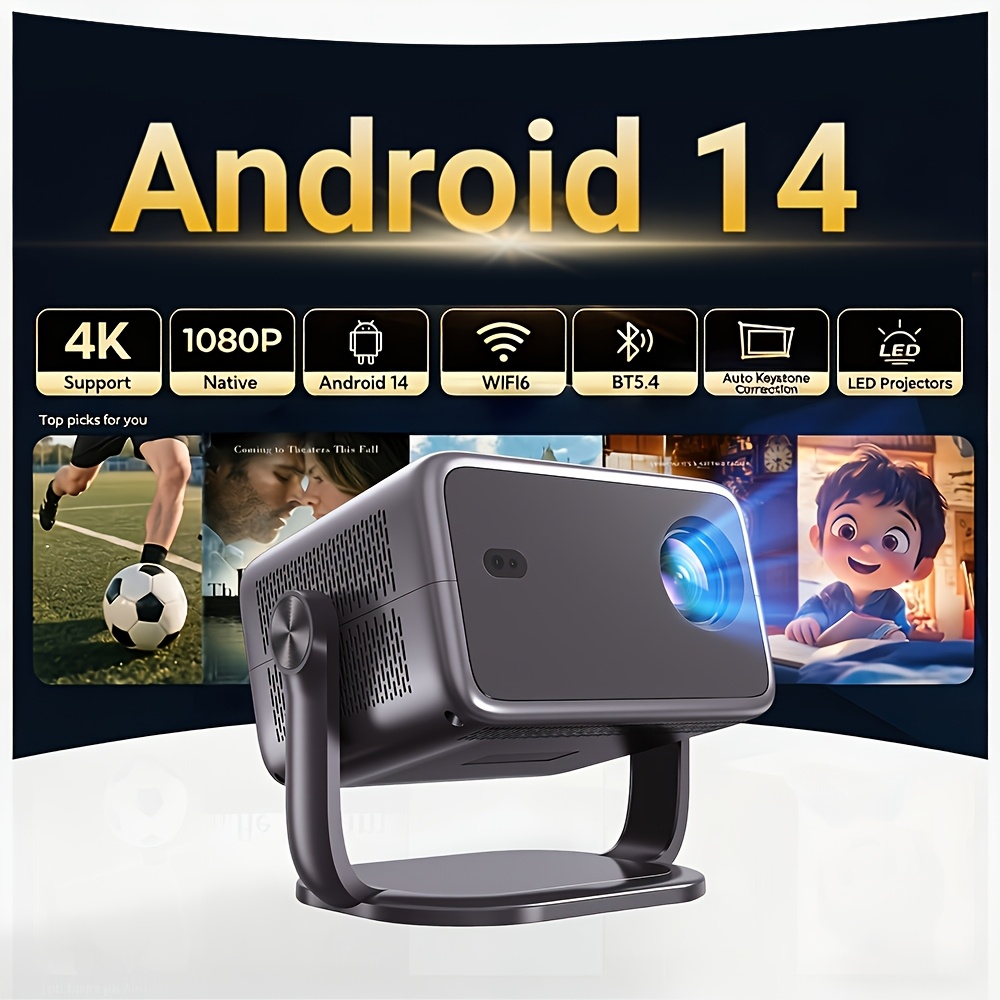 Image of 4k Support 1080p Projector With Wifi6 And Bt5.4, 800ansi, 14, Indoor Projectors With Auto Focus, Portable Movie Phone Wireless Gaming Wifi Proyector For Bedroom/home