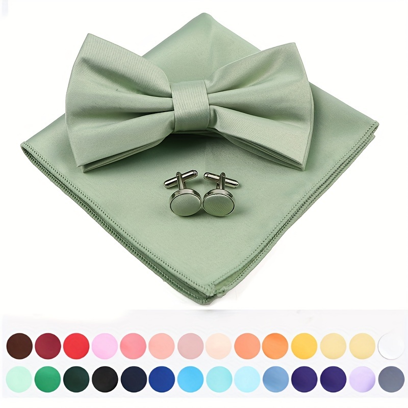 

3pcs/set, Men' Scarf Bow And Cufflinks Set, For Men's Wedding, Birthday Gift