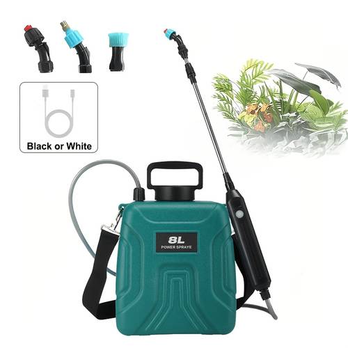 pulverizador eléctrico, 8l/5l, con potente batería de 3.7v, telescópico de libre, 3 boquillas intercambiables, correa de ajustable, regadera para jardín y patio, para y jardinería, disponible en varios colores