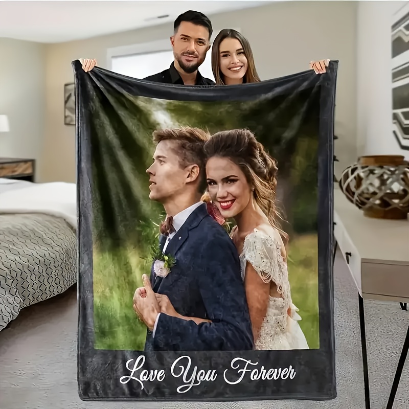 1pc customizable photo flannel blanket personalized contemporary style throw     text     multipurpose polyester woven   200 250gsm details 2