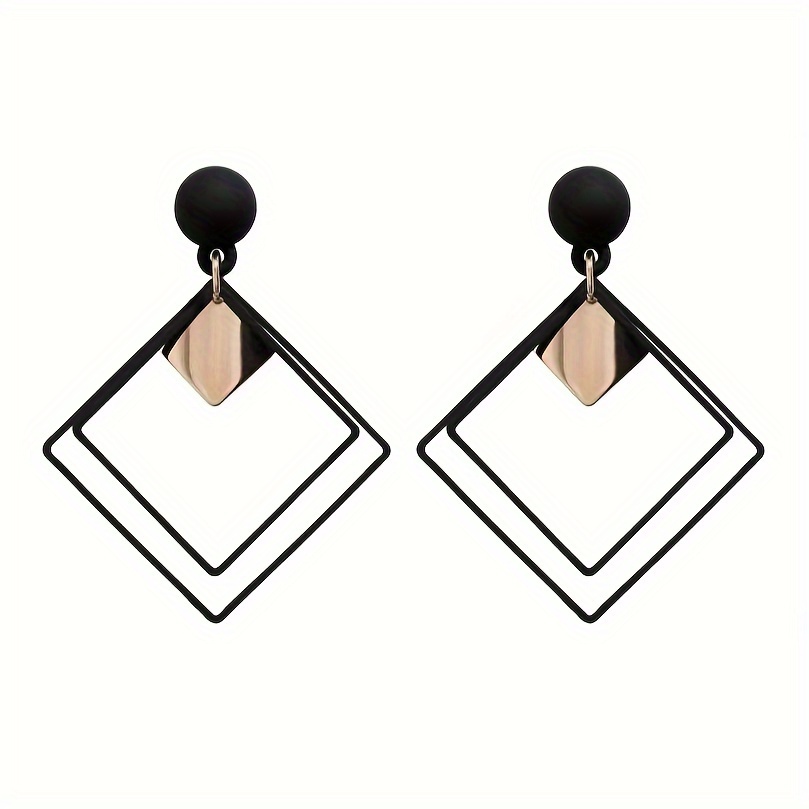 Geometric Rhombus Shaped Square Earrings for Women