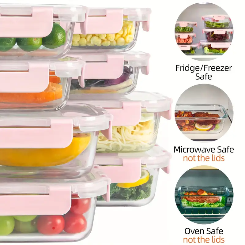 24pcs set glass meal prep containers with removable silicone seals and bpa-free lids, , dishwasher/freezer safe, ideal for and food storage Product details 3