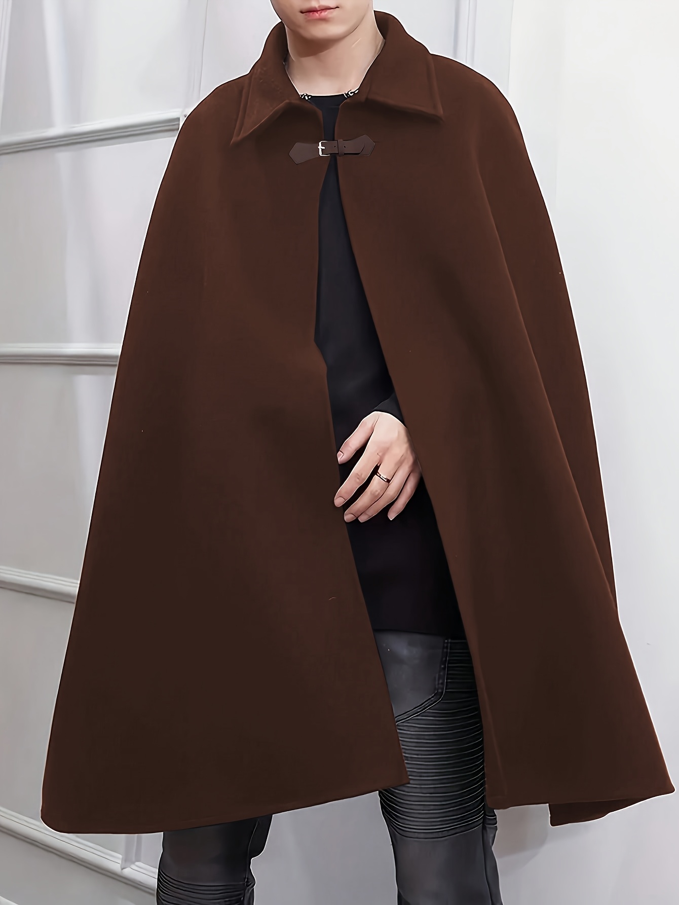 Ameri　CASUAL LIKE CAPA COAT mens casual cape coat solid color thick fabric - Temu