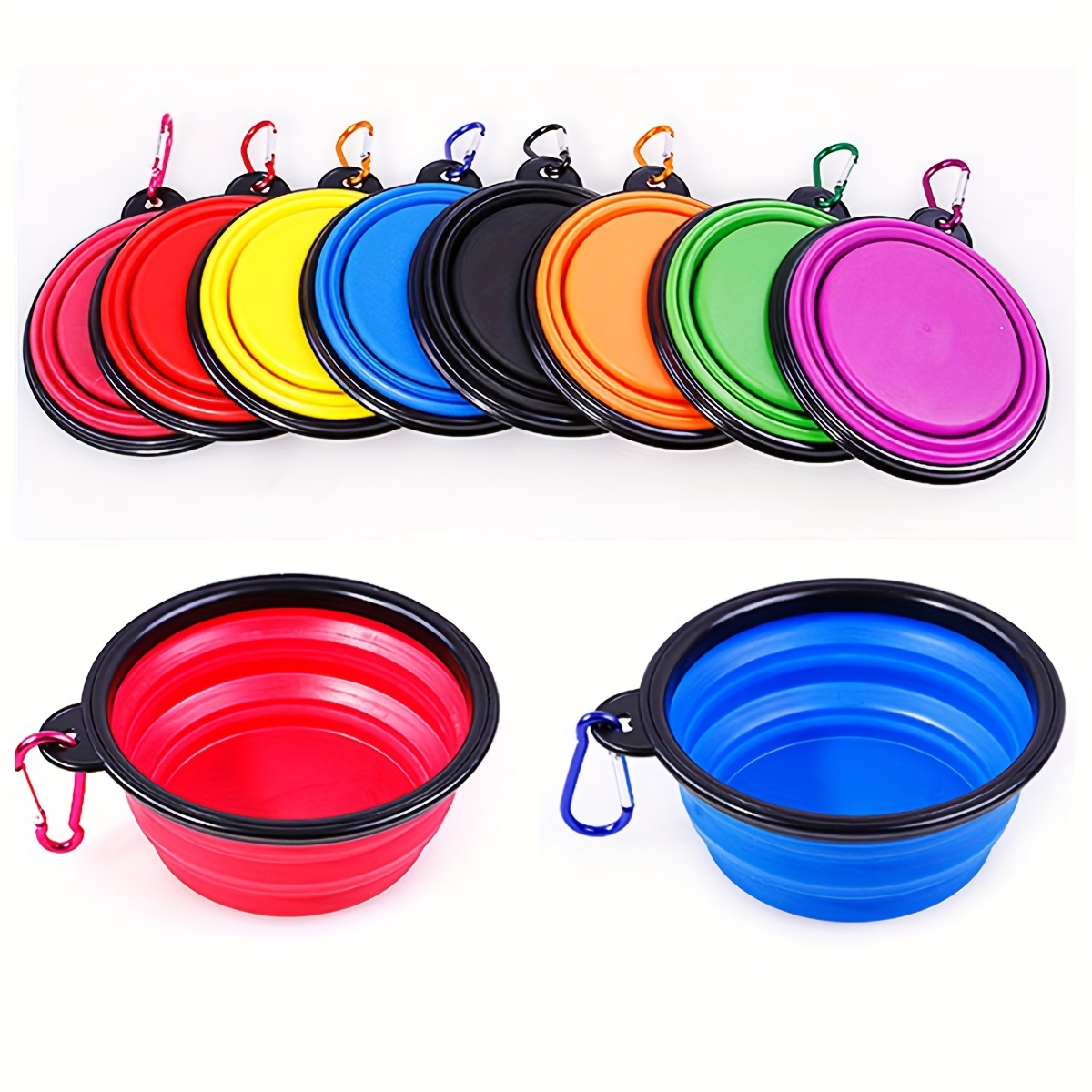 

Collapsible Silicone Pet Bowl For Dogs & Cats - Portable 350ml Food Dish With Carabiner Clip, Ideal For Travel & Outdoor Use