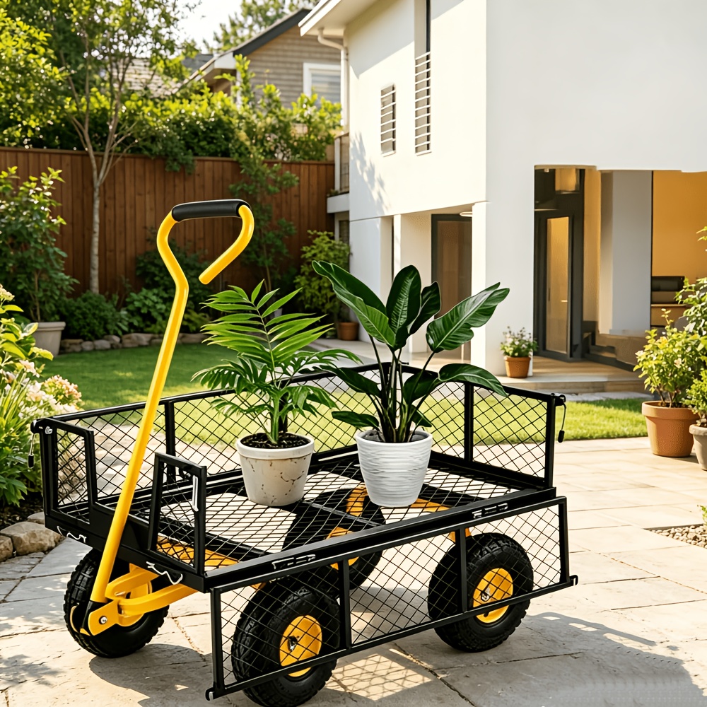 Image of Heavy Duty 900lbs Capacity All Terrain Utility Cart No Assembly Track And Field Equipment Transport Cart 10 Inch Tires Handle Fits Atv/tractor Camping Sport Outdoor Garden Beach Shopping Cart