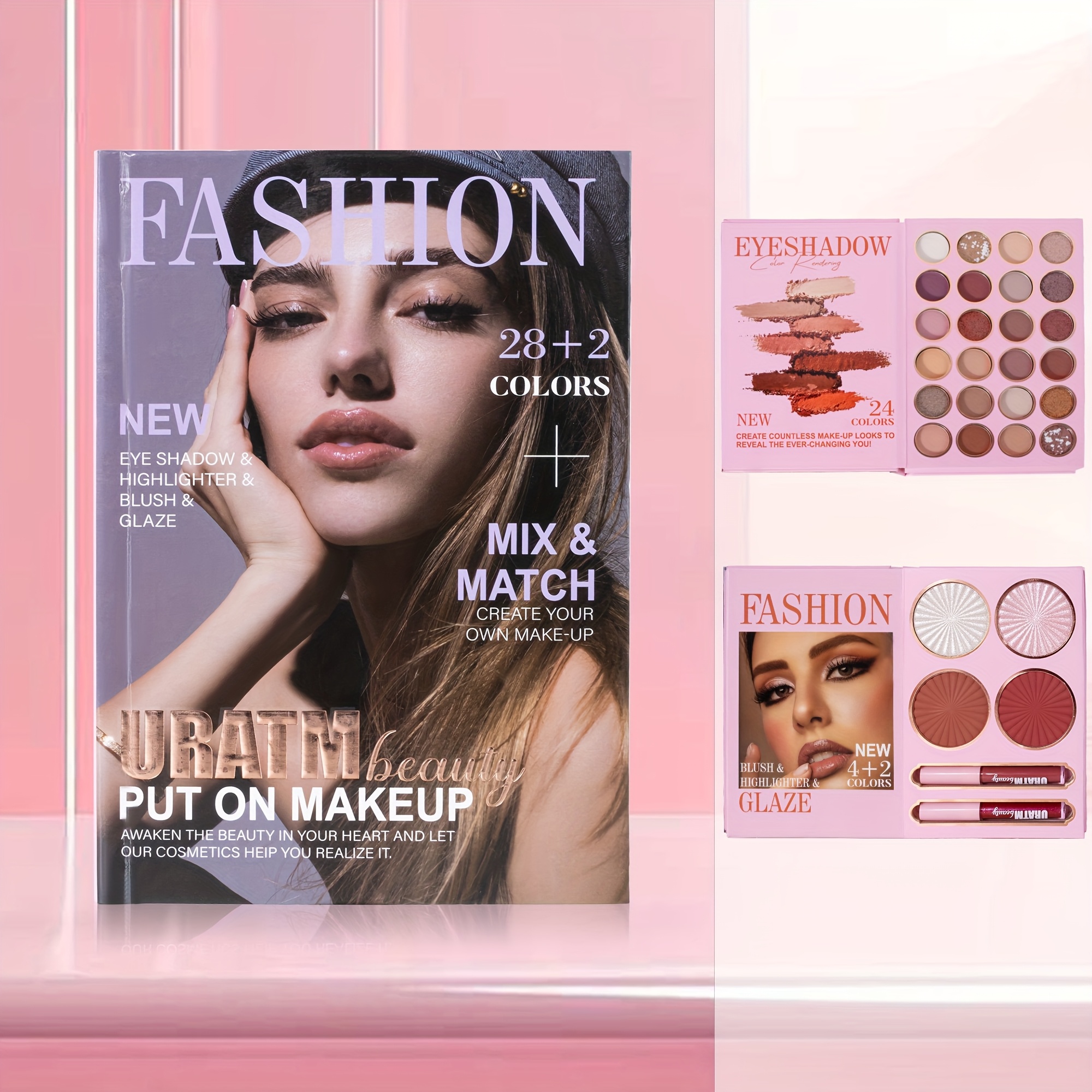 Two-layer Book-style Folding Makeup Tray, Eye Shadow Highlight Blush Lip Glaze Integrated Tray Makeup Book, A Gift For On Valentine's Day