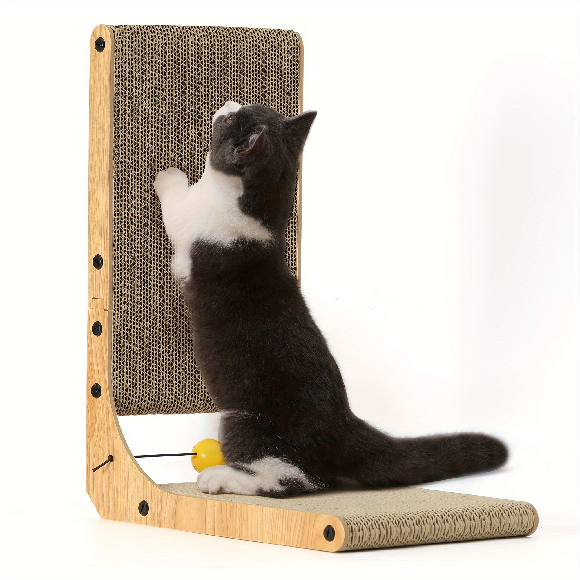 

Fukumaru Cat Scratcher, Vertical Cat Scratcher Wall Mounted, 18.9 Inch L Shape Kitty Scratching Cardboard, Cat Scratch Pad With Ball Toy For Indoor Cats