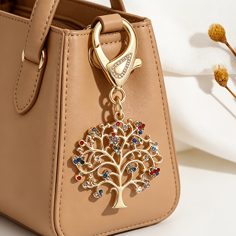 1pc Of Fashionable European And American Gorgeous Exquisite Creative Versatile Life Tree Keychain Bag Pendant, Suitable For Ladies Car Key Bag Pendant Decoration And Gift