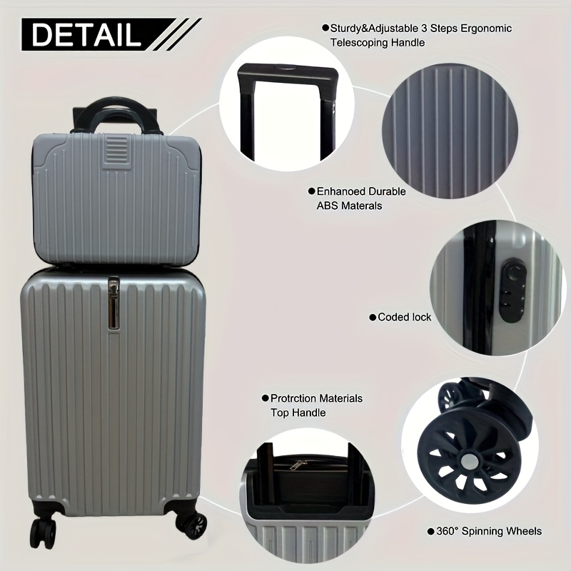 2pcs travel suitcase set 20 inch travel case 14 inch makeup Temu
