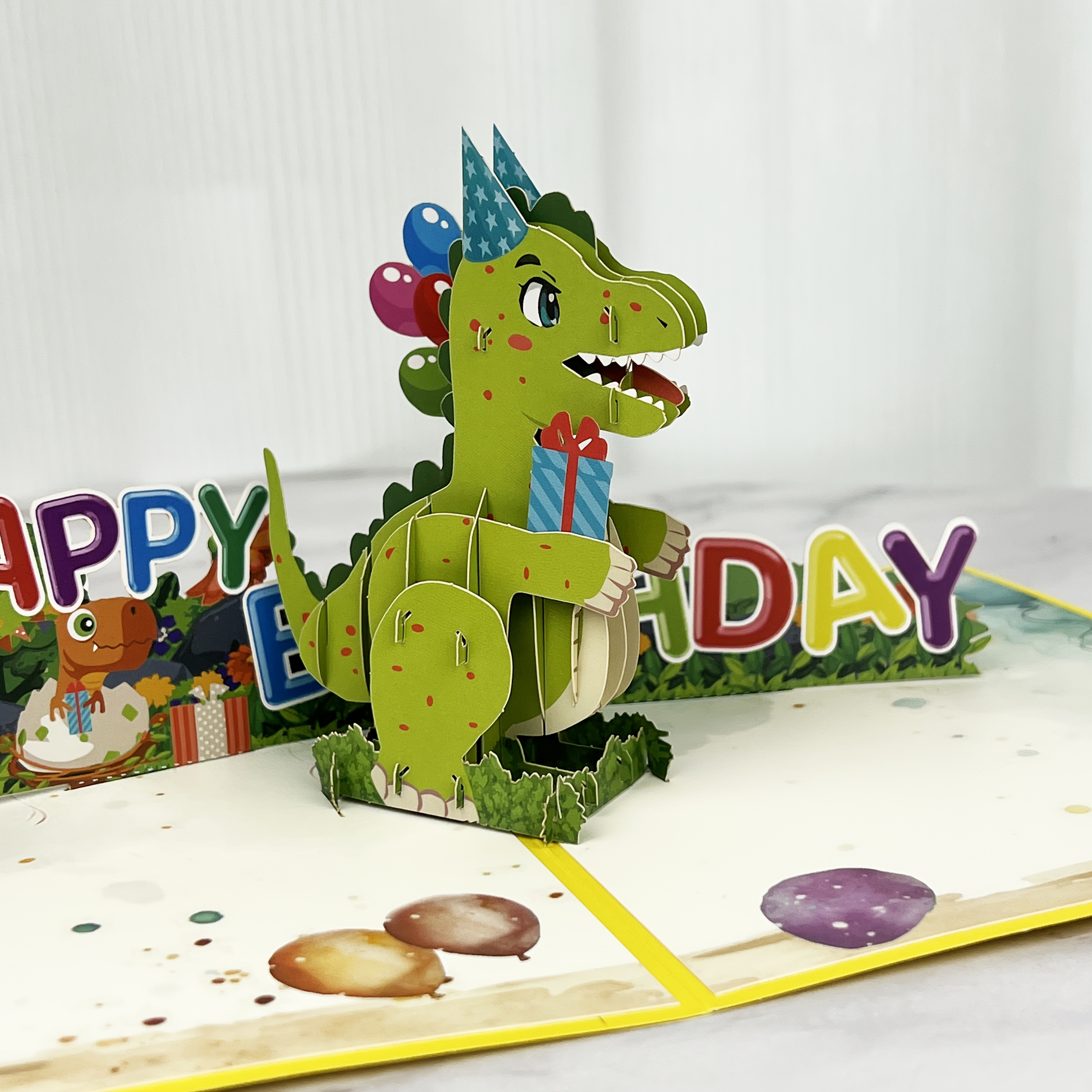 

Swammcard Pop-up Dinosaur Birthday Card With Envelope - Grandkids, & Teens, Cartoon Theme, /niece