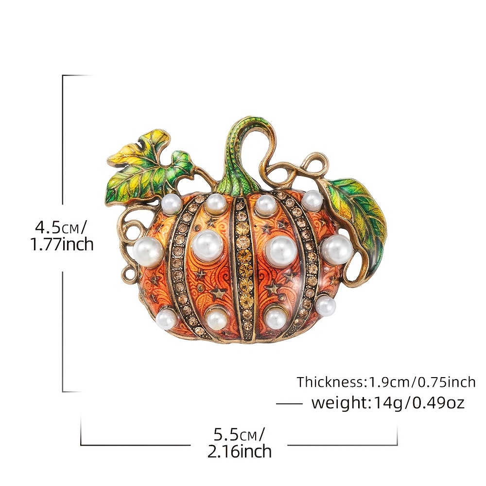 TEMU 1pc Solevdo Enamel Rhinestone Brooch Novelty Pumpkin Lapel Pin For , Vintage Halloween Inlaid Jewelry, Unisex Fashion Brooch Pin Accessory For