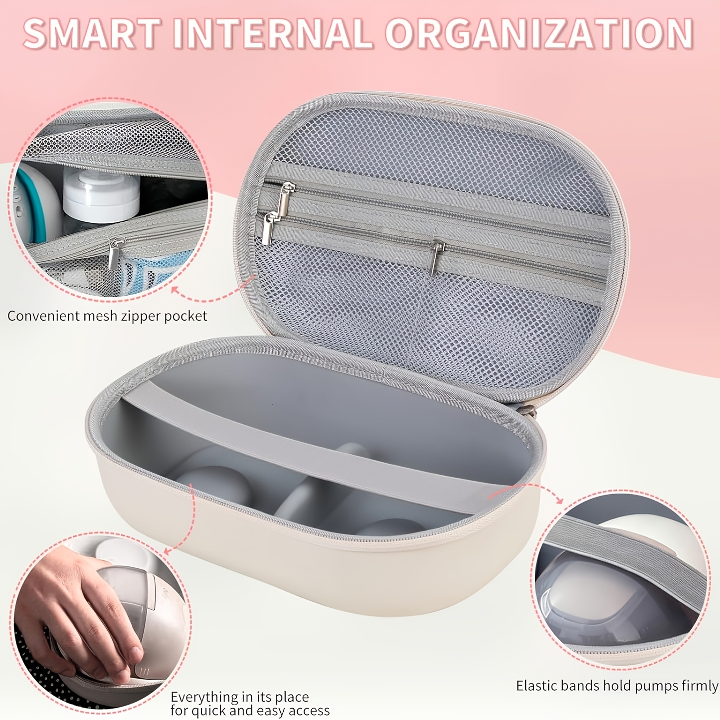 TEMU Sac de rangement rigide pour accessoires de tire-lait portable de voyage, sac organisateur réutilisable, adapté pour la plage, , de sport, le